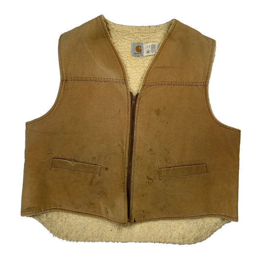 1980S Carhartt Gilet - 2XL Brown Cotton
