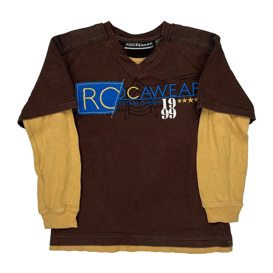 Age 7 Rocawear Long Sleeve T-Shirt - Large Brown Cotton