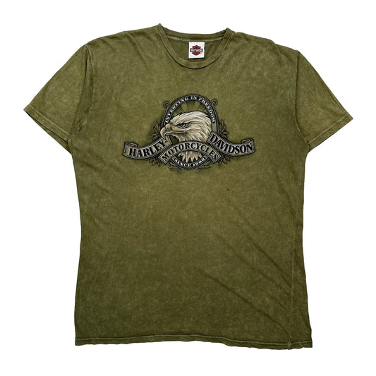 Vintage Bluegrass Harley Davidson Graphic T-Shirt - XL Green Cotton