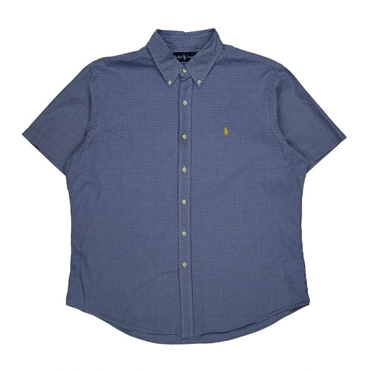 Ralph Lauren Checked Short Sleeve Shirt - XL Blue Cotton