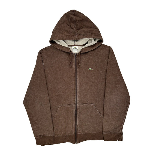 Lacoste Spellout Hoodie - XL Brown Cotton