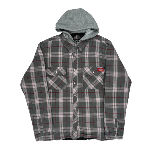 Dickies Checked Shirt Jacket - Large Grey Cotton
