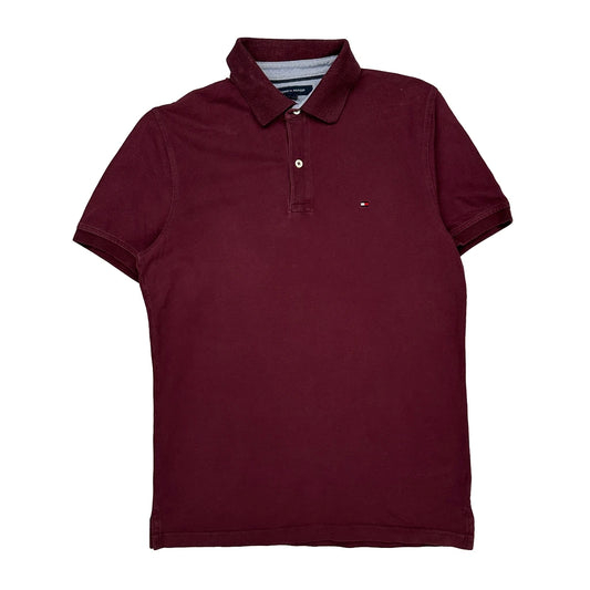 Tommy Hilfiger Polo Shirt - Medium Burgundy Cotton