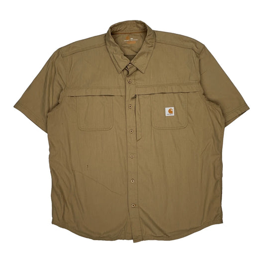 Carhartt Short Sleeve Shirt - 2XL Khaki Polyester