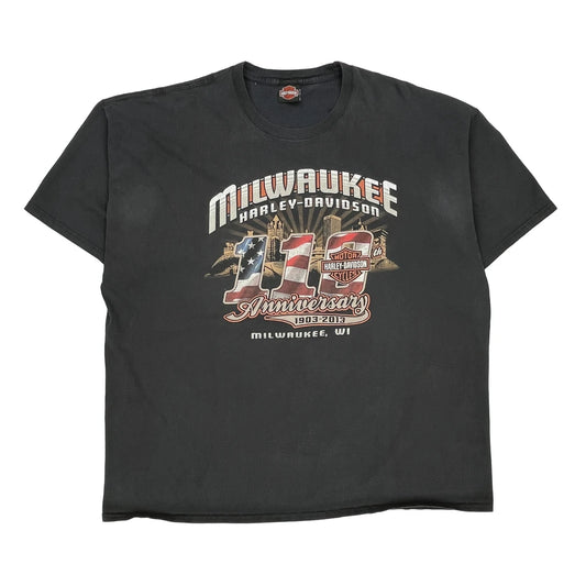 115Th Anniversary Harley Davidson Graphic T-Shirt - 3XL Black Cotton
