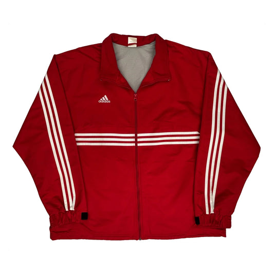 Adidas Striped Track Jacket - Large Red Polyester