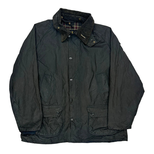 Vintage Bedale Barbour Checked Wax Jacket - 2XL Black Cotton