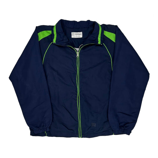 Vintage Wilson Contrast Stitch Windbreaker - Large Navy Polyester