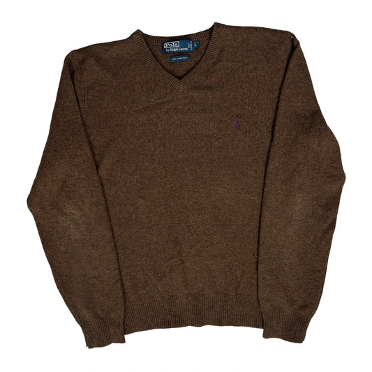 Vintage Polo By Ralph Lauren Jumper - Large Brown Wool