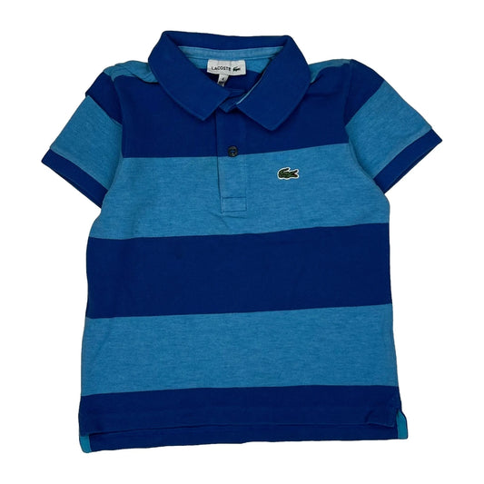 Age 4 Lacoste Striped Polo Shirt - XS Blue Cotton