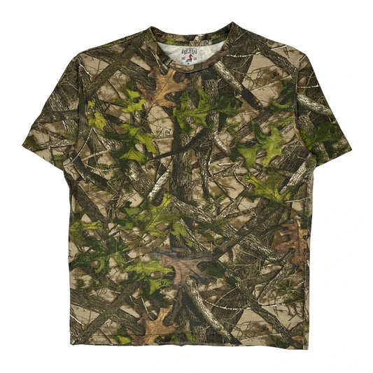 Vintage Red Head Camo T-Shirt - Medium Green Cotton