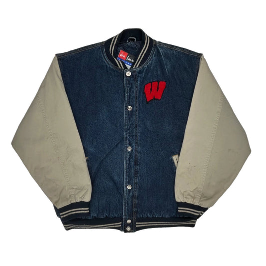 Vintage W Patch Jon Lauren College Varsity Jacket - XL Blue Cotton