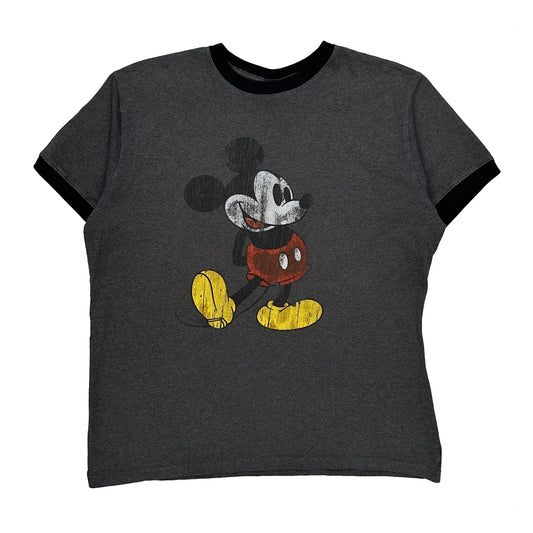 Vintage Mickey Mouse Disney Cartoon T-Shirt - Large Grey Cotton