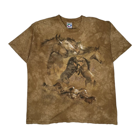 Liquid Blue Horse Graphic T-Shirt - XL Brown Cotton