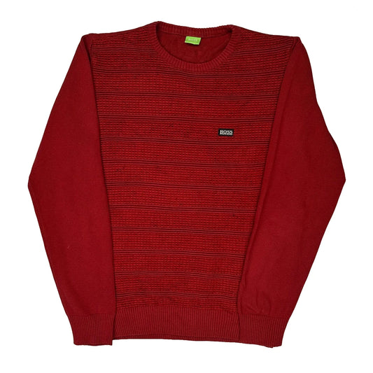 Boss Striped Jumper - Large Red Knitted