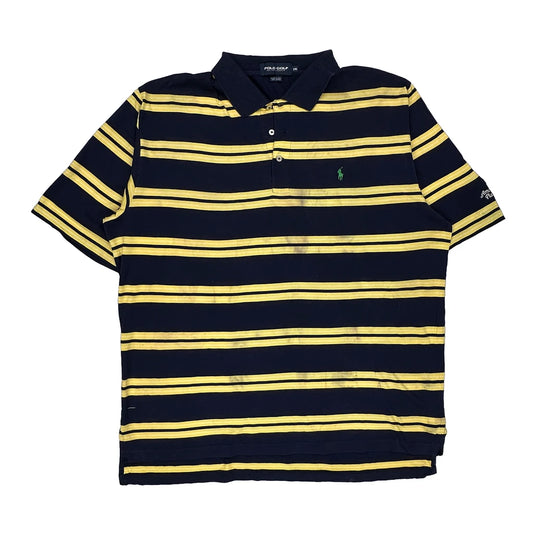 Ralph Lauren Striped Polo Shirt - 2XL Navy Cotton
