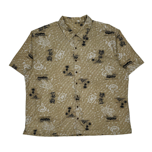 Unbranded Floral Hawaiian Shirt - 2XL Beige Cotton