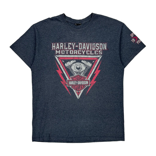 Hellbender Harley Davidson Graphic T-Shirt - Medium Blue Cotton