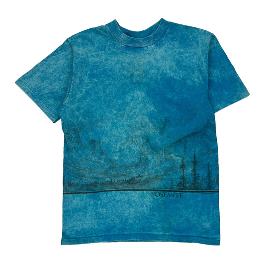 Yosemite Oneita Single Stitch T-Shirt - Large Blue Cotton