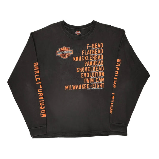 Harley Davidson Long Sleeve T-Shirt - XL Black Cotton