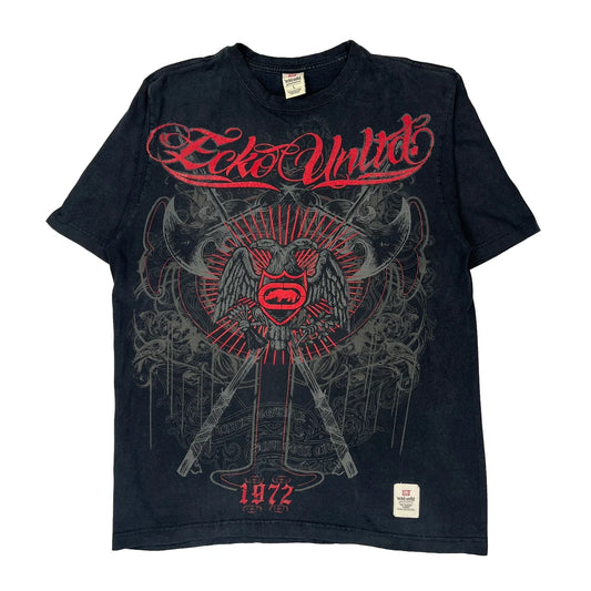 Ecko Unltd Graphic T-Shirt - Large Black Cotton
