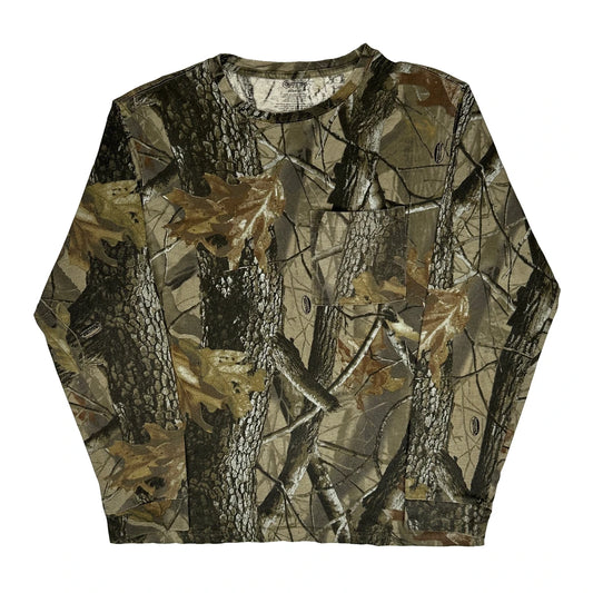 Bass Pro Shops Camo Long Sleeve T-Shirt - Medium Green Cotton Blend