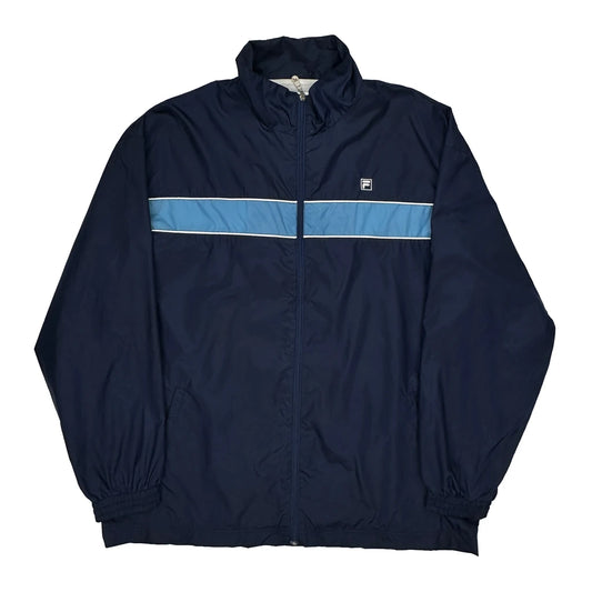 Fila Striped Windbreaker - 2XL Blue Nylon