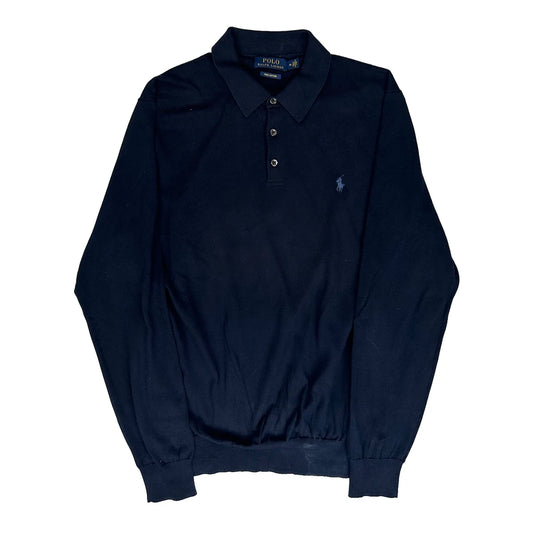 Polo By Ralph Lauren Collared Jumper - Medium Navy Cotton