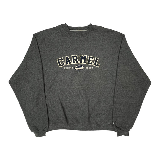 Vintage Champion College Sweatshirt - Large Grey Cotton Blend
