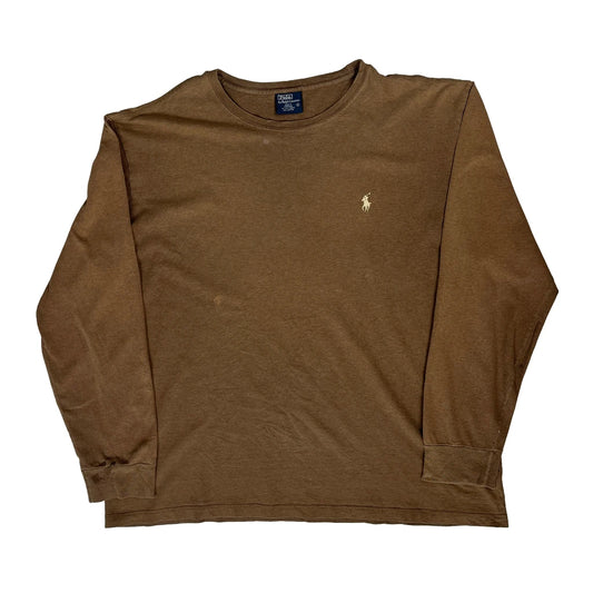 Polo By Ralph Lauren Long Sleeve T-Shirt - Large Brown Cotton
