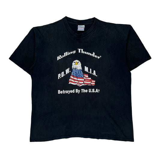 Rolling Thunder All Sports Single Stitch T-Shirt - XL Black Cotton