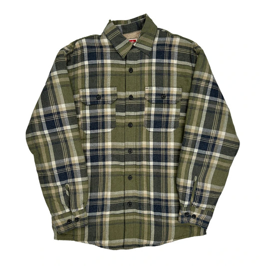 Vintage Wrangler Checked Overshirt - Small Green Cotton