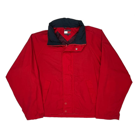 Tommy Hilfiger Spellout Windbreaker - Large Red Nylon