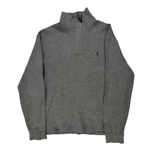 Polo By Ralph Lauren 1/4 Zip - Small Grey Cotton