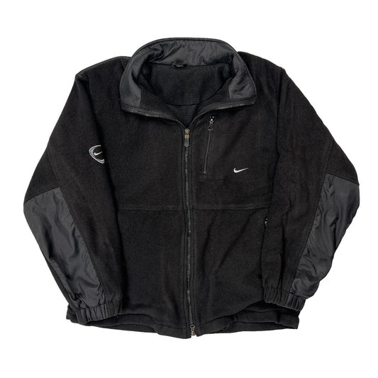 Vintage Nike Fleece Jacket - Large Black Polyester