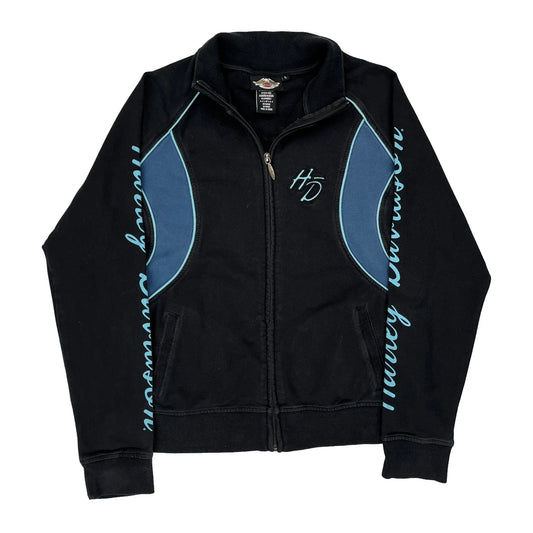 Harley Davidson Spellout Zip Up - Large Black Cotton