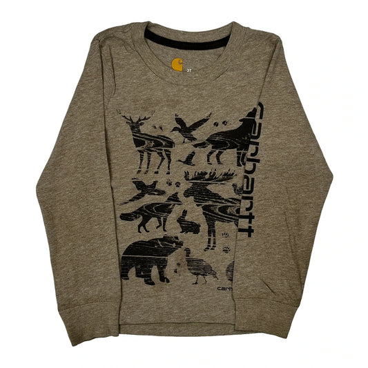 Age 3 Carhartt Long Sleeve T-Shirt - 2XS Grey Cotton