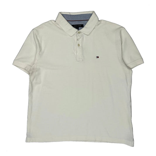 Tommy Hilfiger Polo Shirt - Large White Cotton