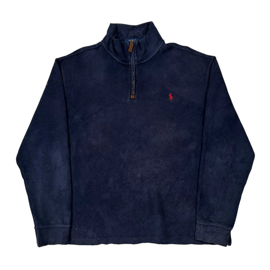 Vintage Polo By Ralph Lauren 1/4 Zip - XL Navy Cotton