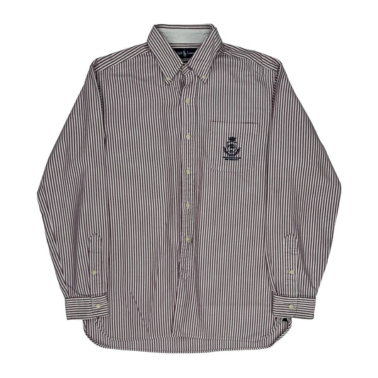 Ralph Lauren Striped Shirt - Medium Burgundy Cotton