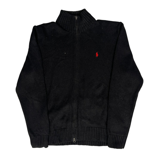 Vintage Polo By Ralph Lauren Zip Up - Large Black Wool