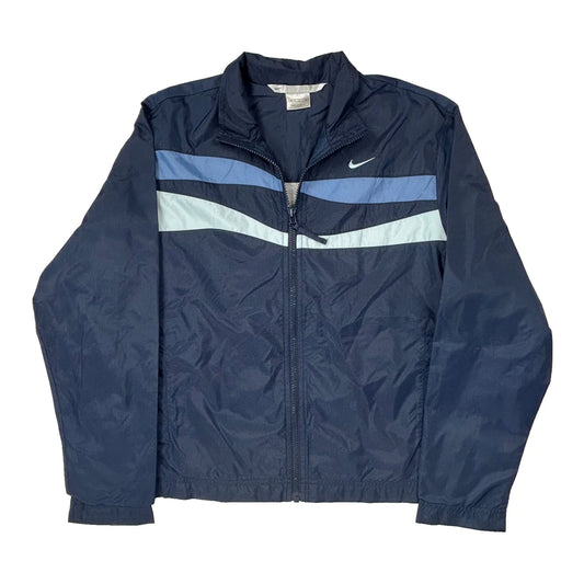 Vintage Nike Striped Track Jacket - Medium Blue Polyester