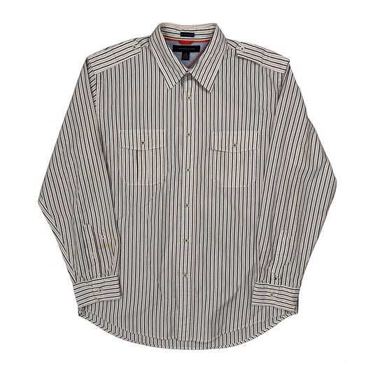Vintage Tommy Hilfiger Striped Shirt - Large White Cotton