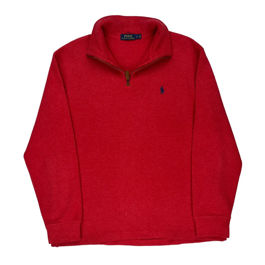 Polo By Ralph Lauren 1/4 Zip - Large Red Cotton