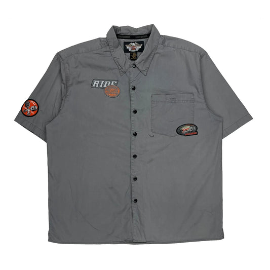 Vintage Motorcycles Harley Davidson Graphic Short Sleeve Shirt - XL Grey Cotton