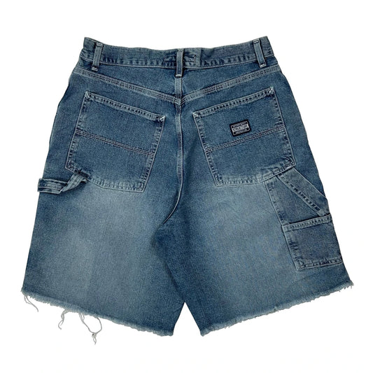 Vintage Structure Denim Shorts - 30W 10L Blue Cotton