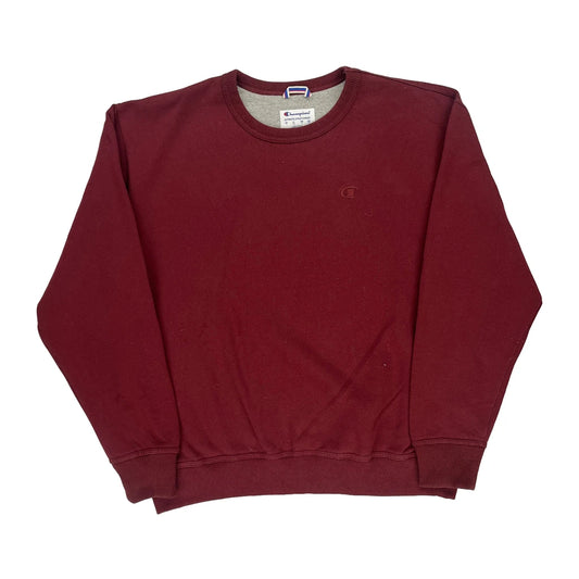 Champion Sweatshirt - Large Burgundy Cotton Blend