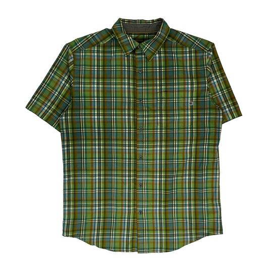 Vintage Marmot Checked Short Sleeve Shirt - Medium Green Cotton