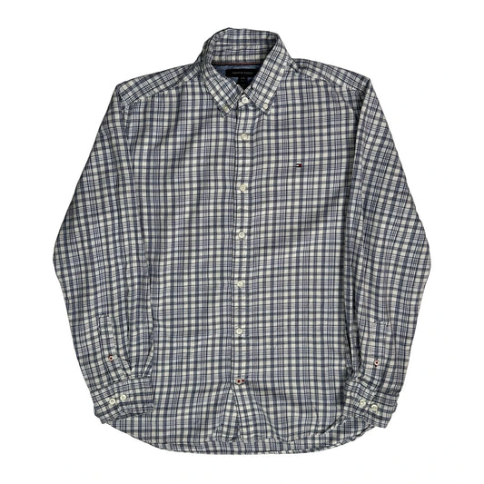 Vintage Tommy Hilfiger Checked Shirt - Large Blue Cotton