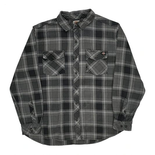 Dickies Checked Flannel Shirt - XL Grey Cotton